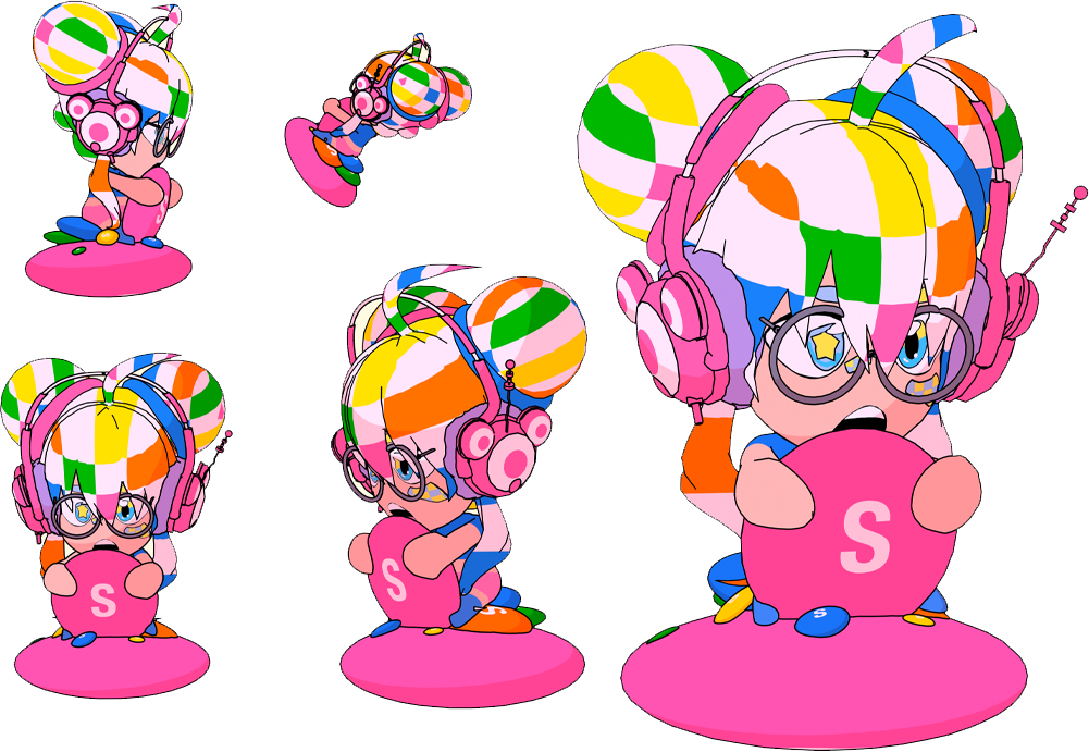 Yameii plush design shown from five angles